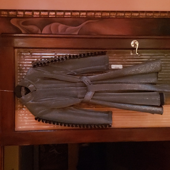 CQbyCQ Long Silver Black Dress Coat with snap closure along with